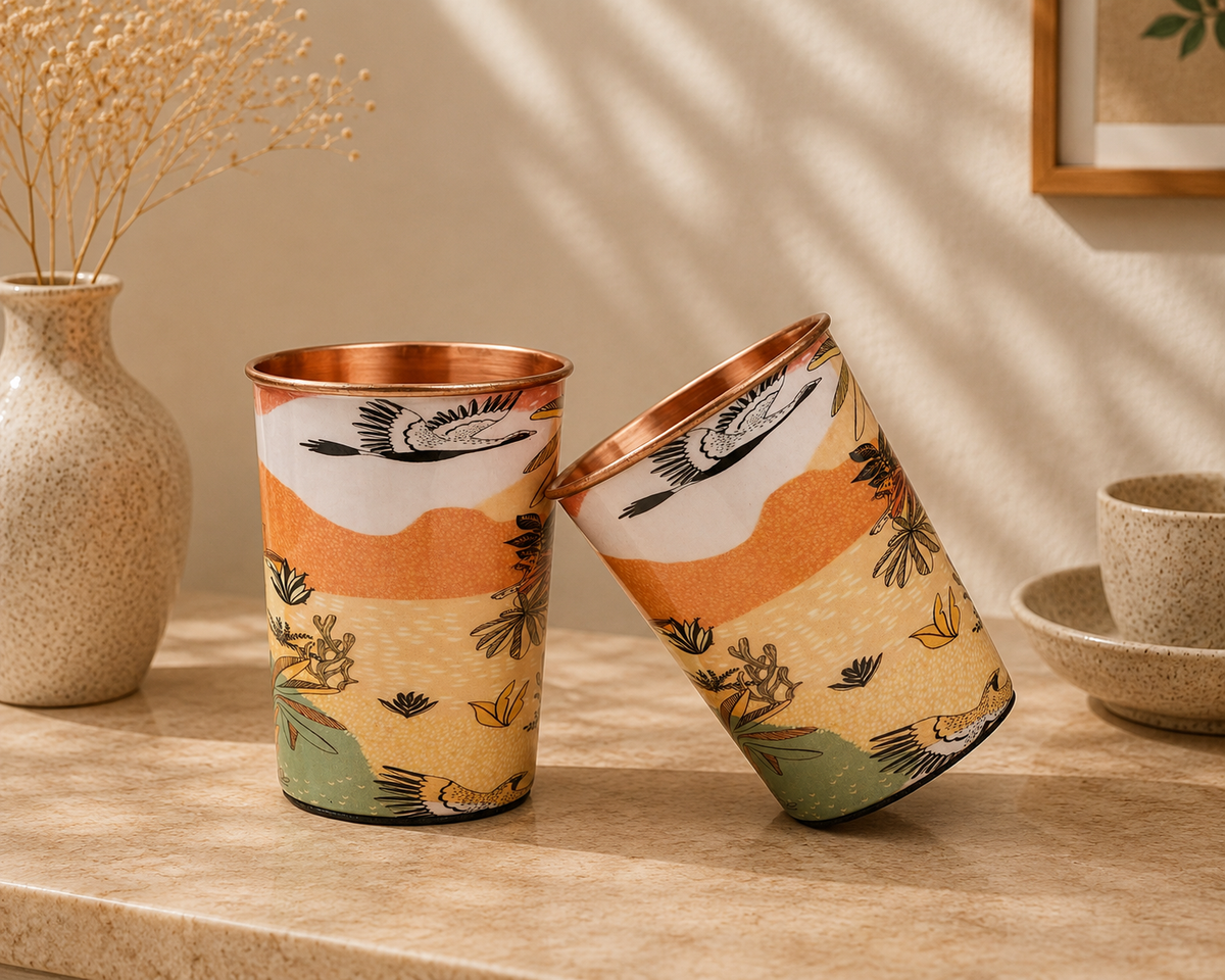 Traditional copper drinking glass for Ayurvedic lifestyle