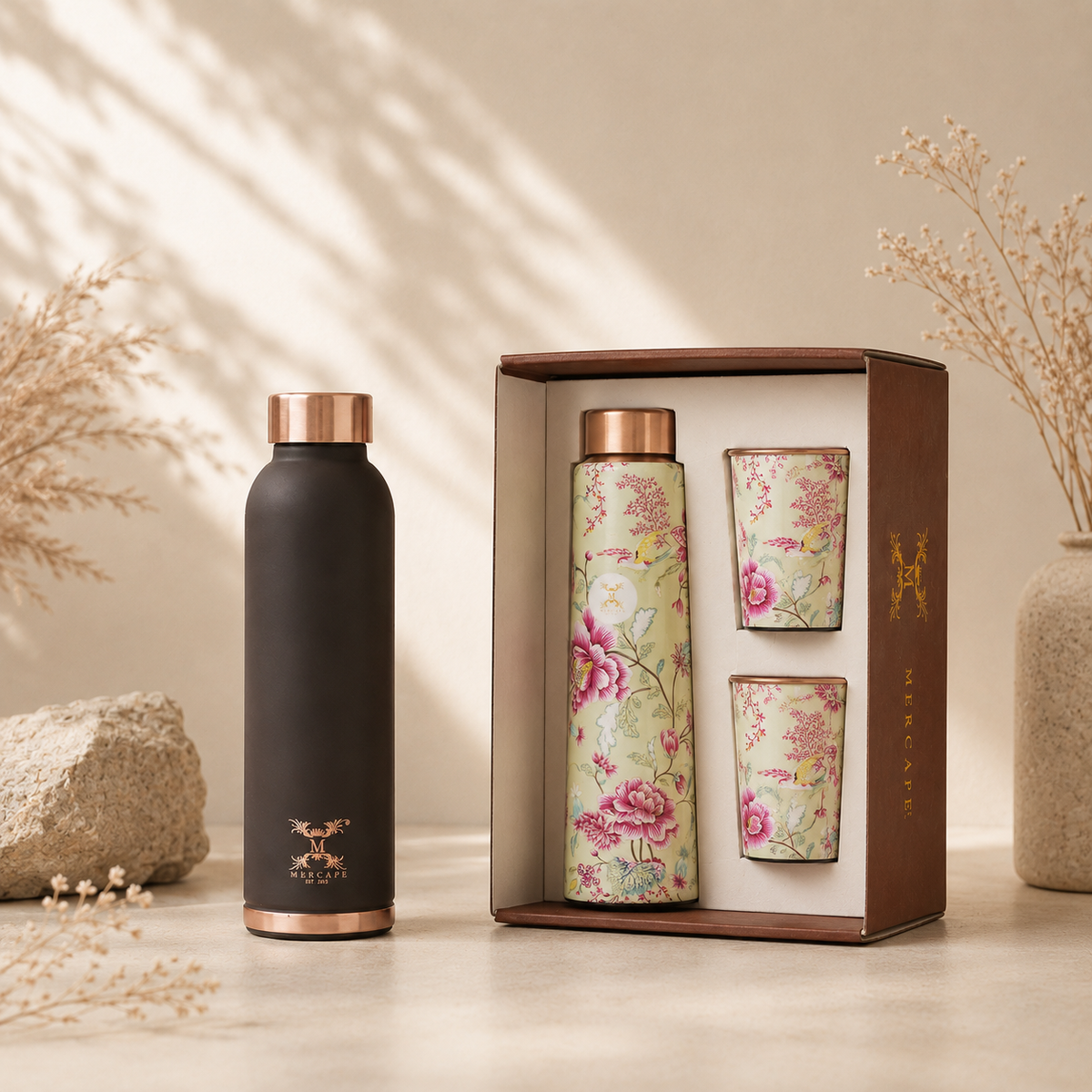 Artisan copperware water bottle for home and gifting
