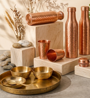 Elegant hammered copper tumbler for water and beverages