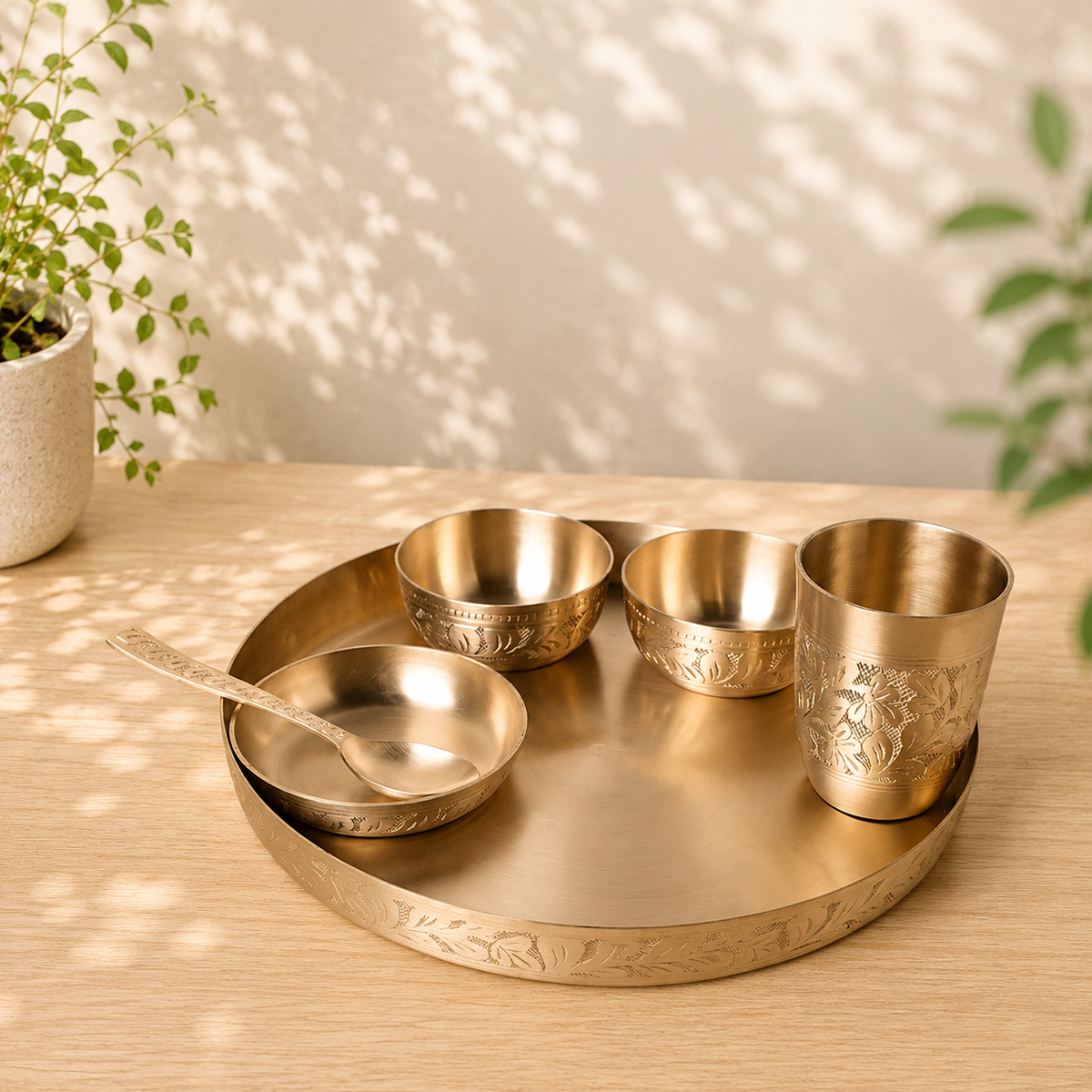 Luxury copper thali set for festive and everyday meals