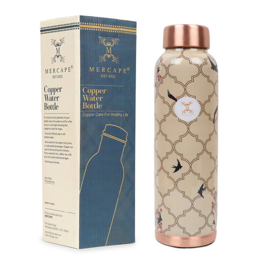 MERCAPE Ivory Lattice: Meenakari Copper Bottle