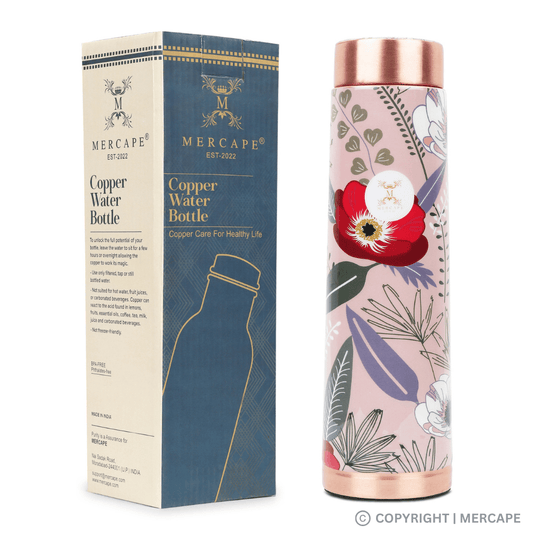MERCAPE Floral Flow: Copper Water Bottle