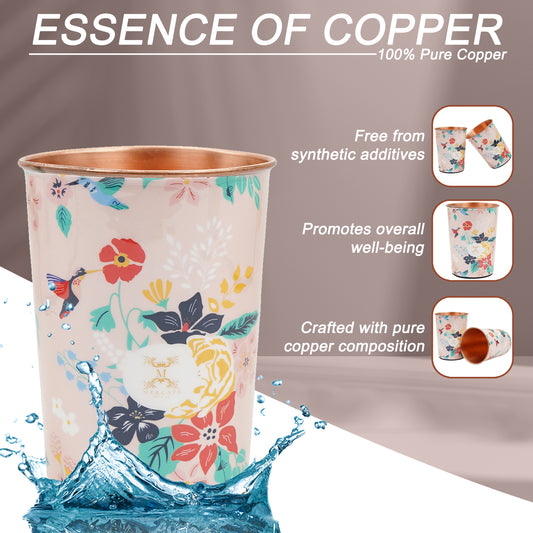handcrafted copper glass in floral design for well being