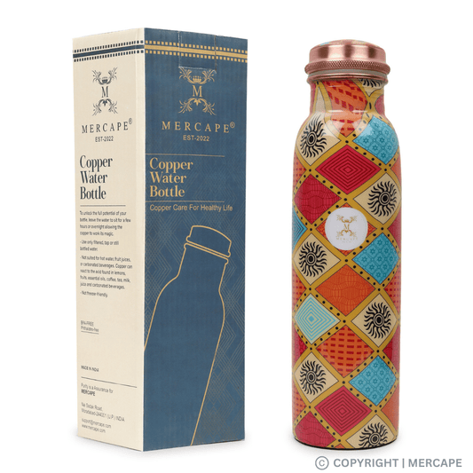MERCAPE Geometric Vibe: Meenakari Copper Bottle