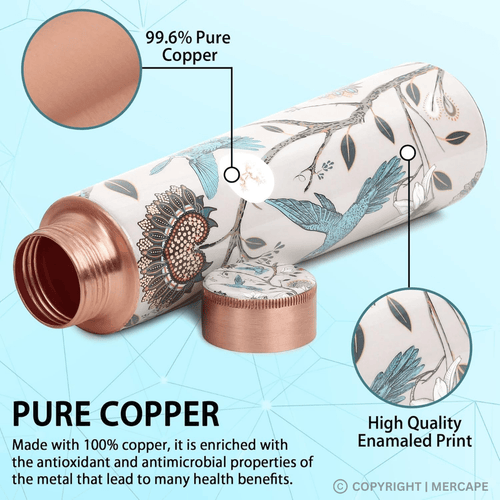 pure copper bottle in white and blue color